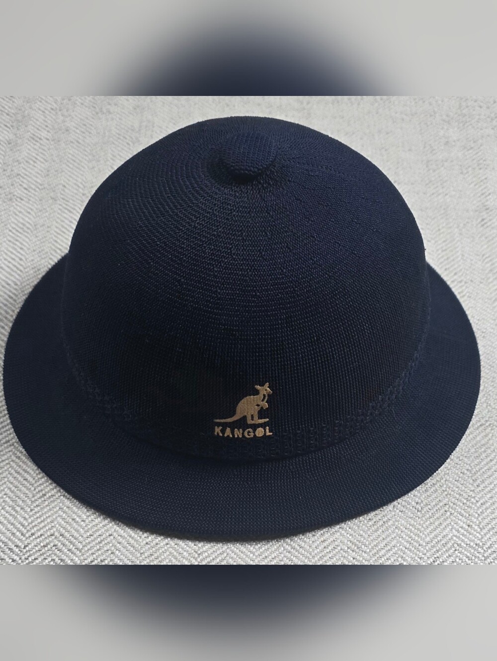 Vintage Kangol Bermuda Casual Hat Navy Blue Made In England Bucket Bell Sz Small